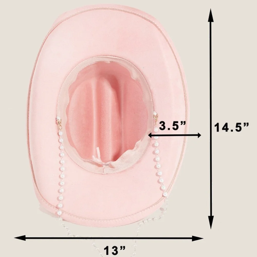 Pink Ornate Band Cowboy Hat with Pearl Chain
